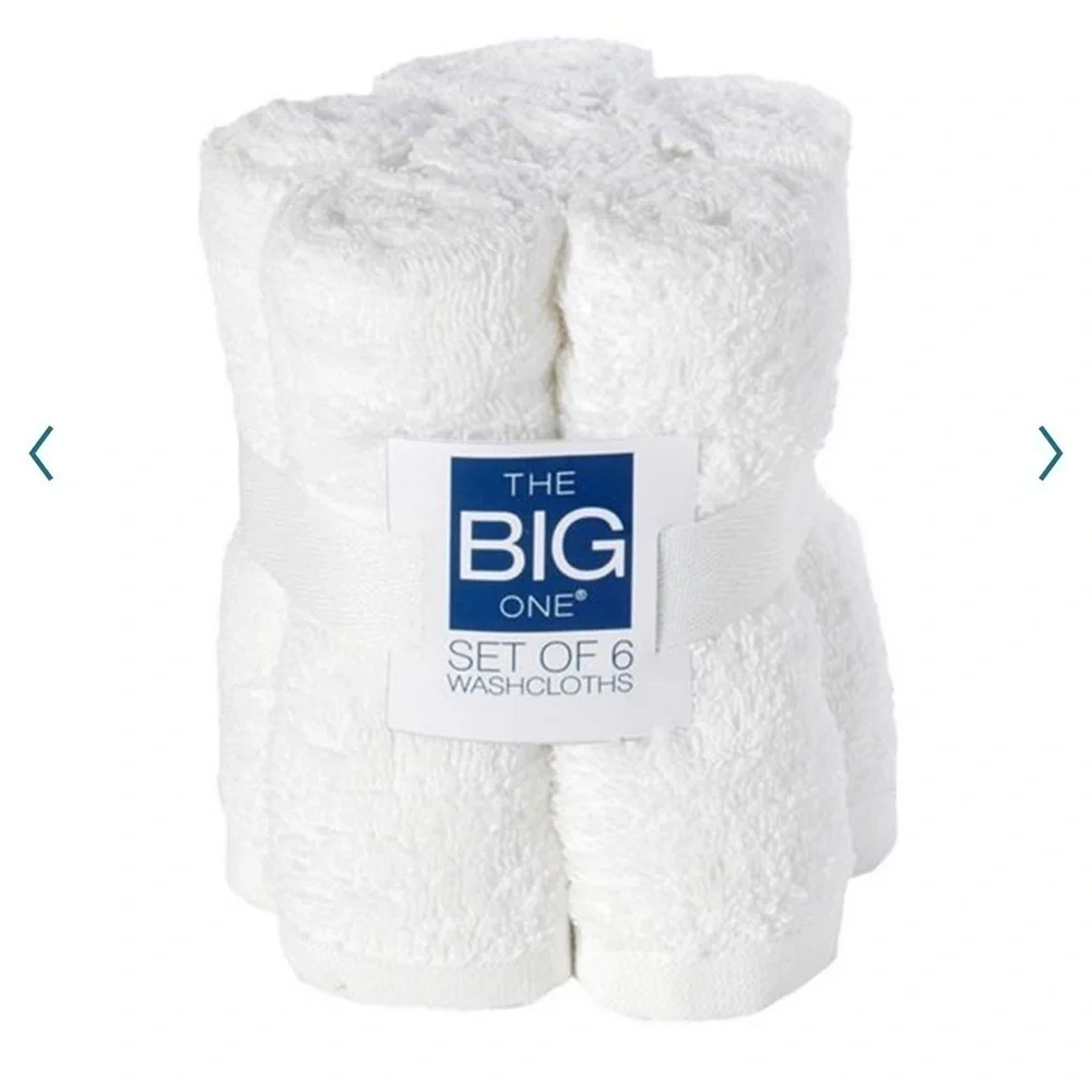 3x The Big One Washcloths Face Cloths 6 Pack 100% Cotton